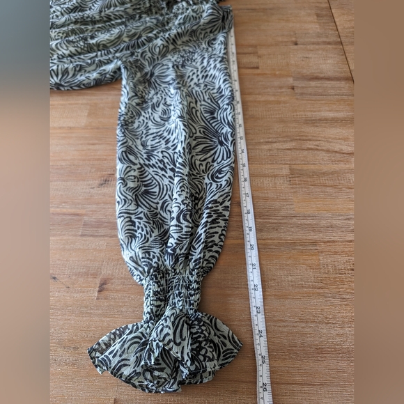 CINQ A SEPT Janelle long sleeve mini dress ruffly light green and black … - Picture 9 of 13